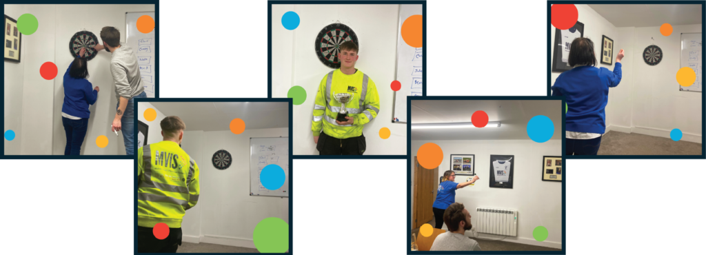 Journey to Wellbeing, the MVIS Staff take part in a Darts Tournament.