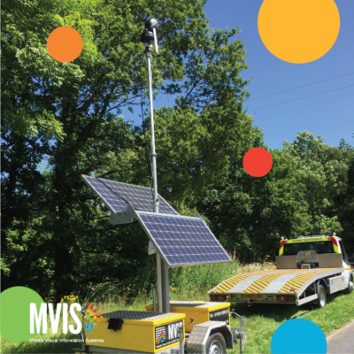 Solar IP with CCTV in front of trees behind a flat bed truck