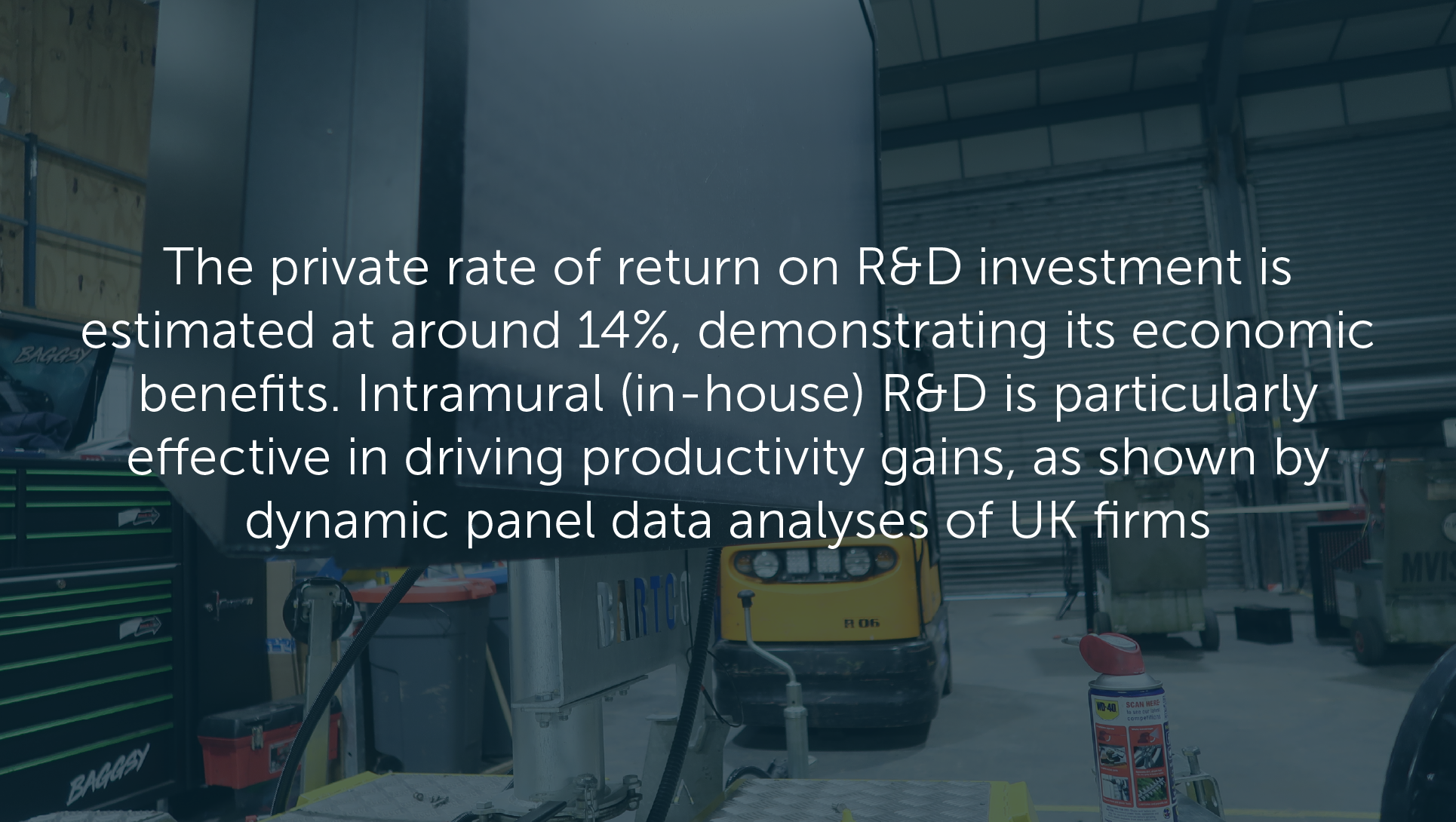 Research and Development Fact on top of a navy blue background