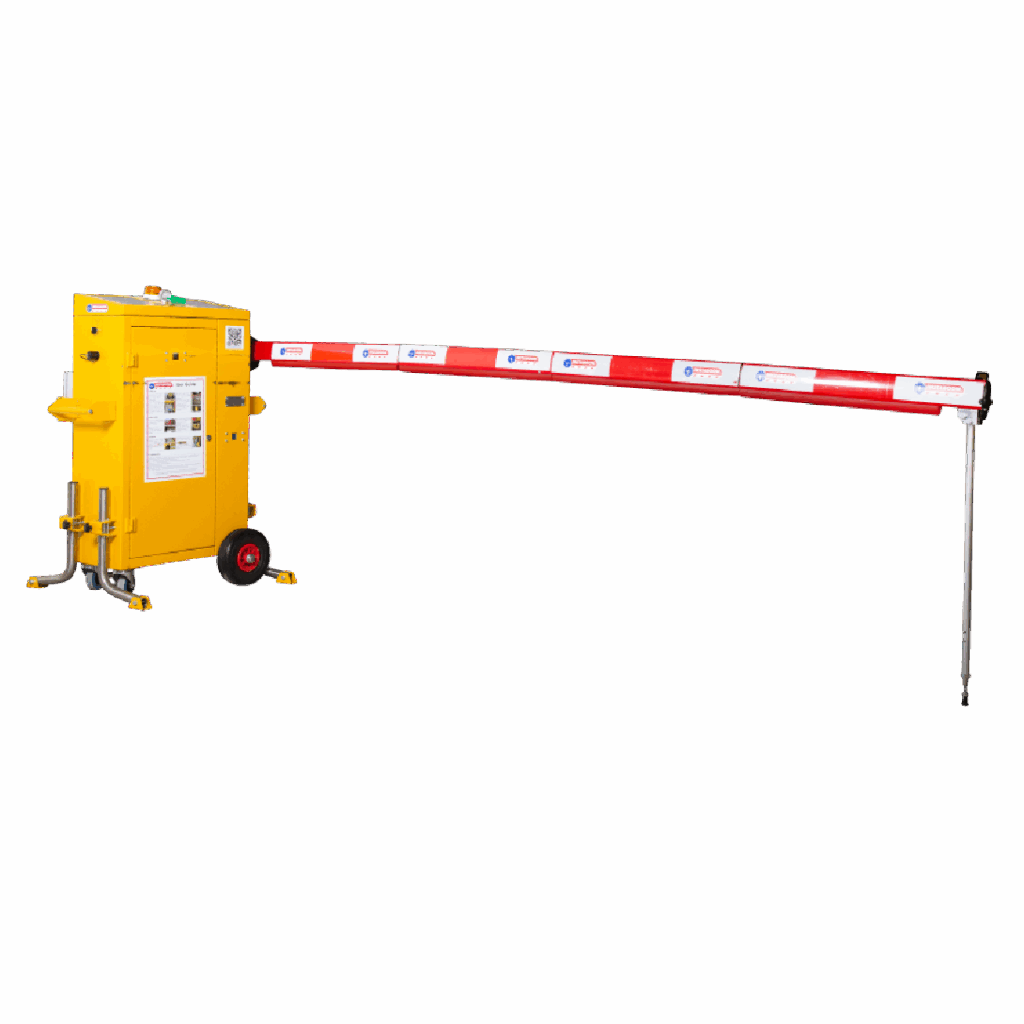 Solar Powered Yellow Barrier with a red and white arm