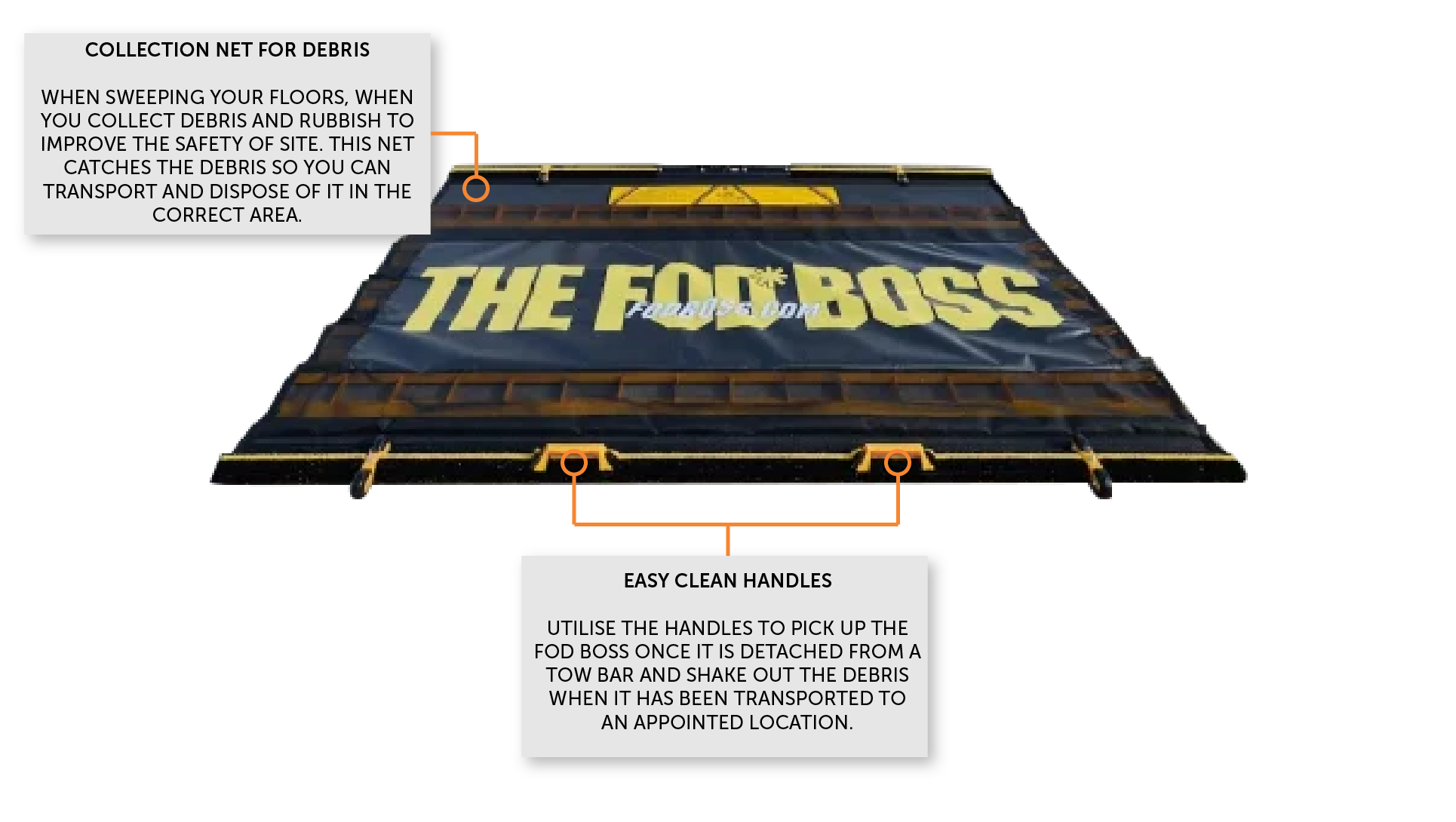road sweeper with "THE FOD*BOSS" written across it