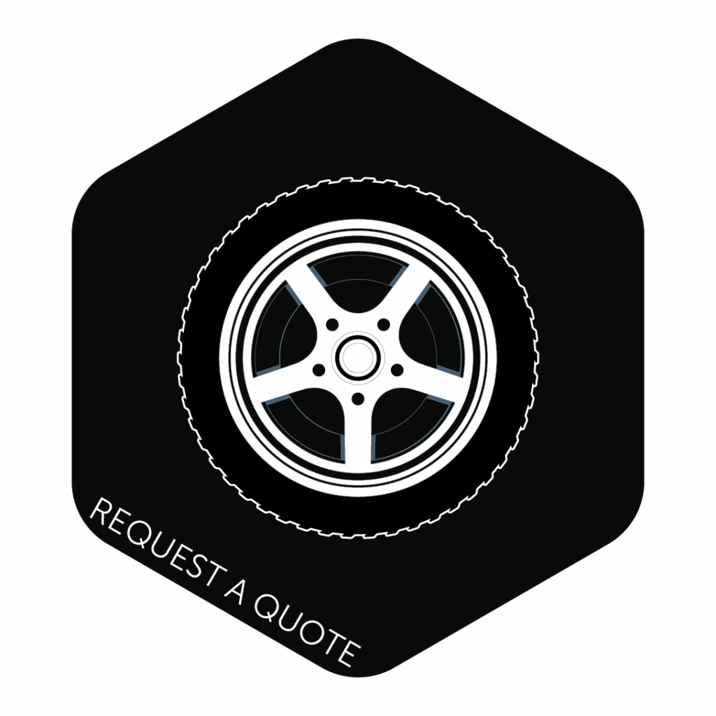 Tyre on a black hexagon with rounded edges